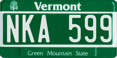 VT license plate NKA599