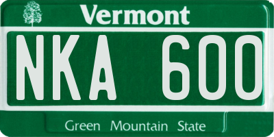 VT license plate NKA600