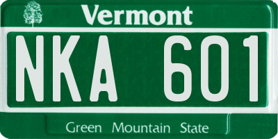 VT license plate NKA601