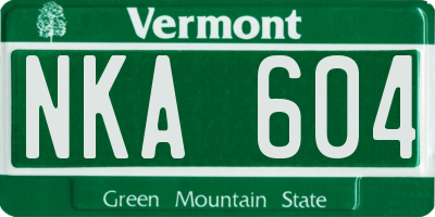 VT license plate NKA604