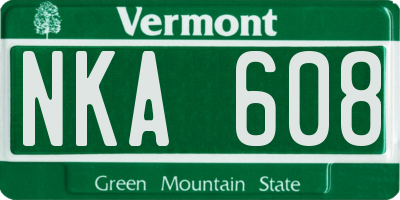 VT license plate NKA608
