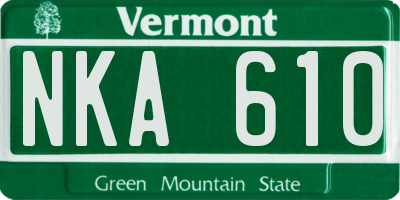 VT license plate NKA610