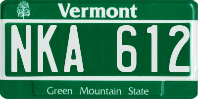 VT license plate NKA612
