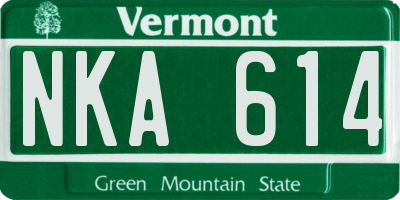 VT license plate NKA614