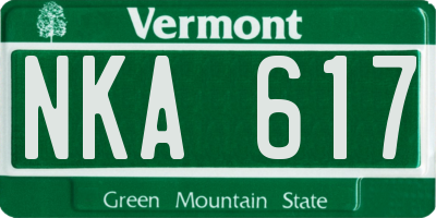 VT license plate NKA617