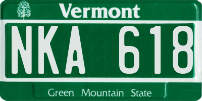 VT license plate NKA618