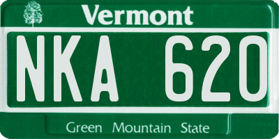 VT license plate NKA620