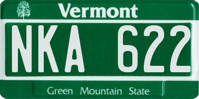 VT license plate NKA622