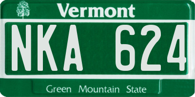 VT license plate NKA624