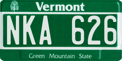 VT license plate NKA626