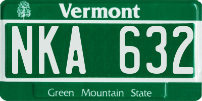 VT license plate NKA632