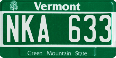 VT license plate NKA633
