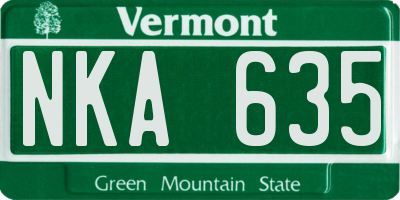 VT license plate NKA635