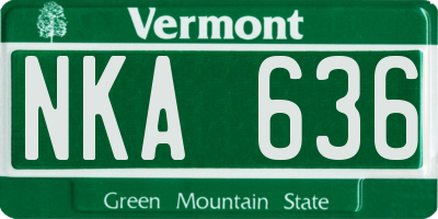 VT license plate NKA636