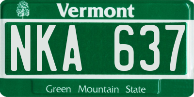 VT license plate NKA637