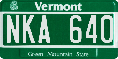 VT license plate NKA640