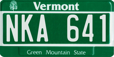 VT license plate NKA641