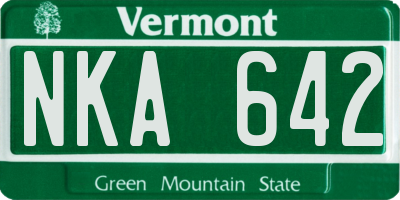 VT license plate NKA642