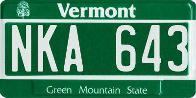 VT license plate NKA643
