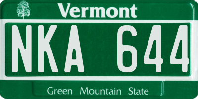 VT license plate NKA644