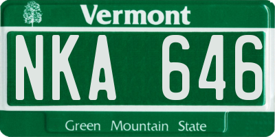 VT license plate NKA646