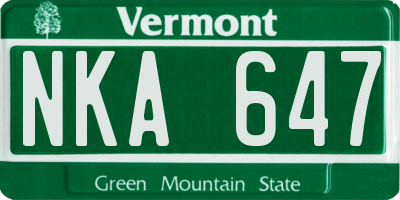 VT license plate NKA647