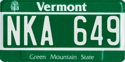 VT license plate NKA649