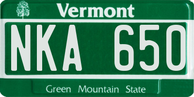 VT license plate NKA650
