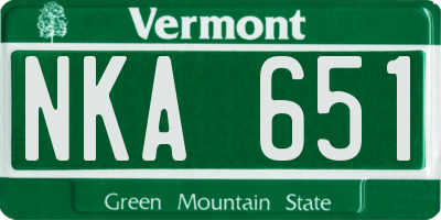 VT license plate NKA651
