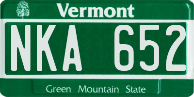 VT license plate NKA652