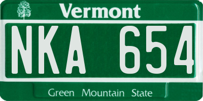 VT license plate NKA654