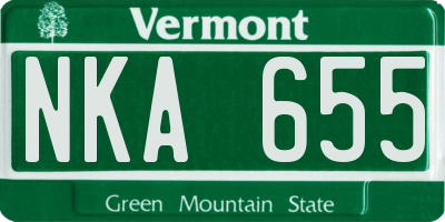 VT license plate NKA655