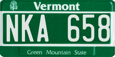 VT license plate NKA658