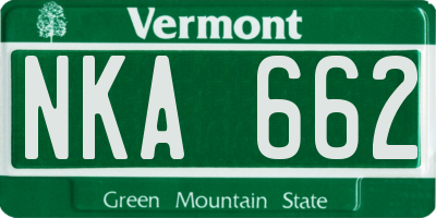 VT license plate NKA662