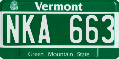 VT license plate NKA663