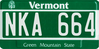 VT license plate NKA664