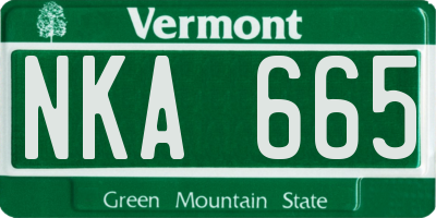 VT license plate NKA665