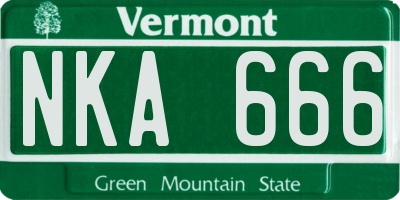 VT license plate NKA666