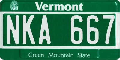 VT license plate NKA667