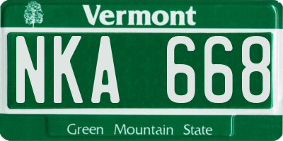 VT license plate NKA668