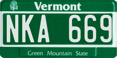 VT license plate NKA669