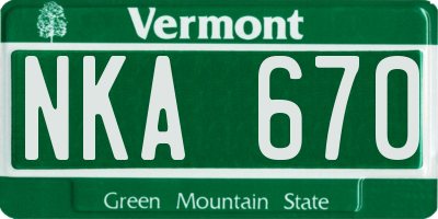VT license plate NKA670