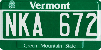 VT license plate NKA672