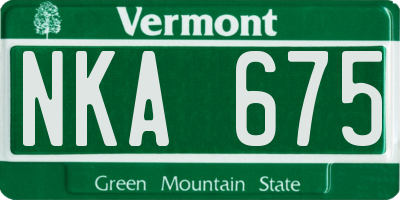 VT license plate NKA675