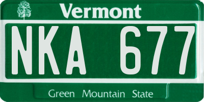 VT license plate NKA677