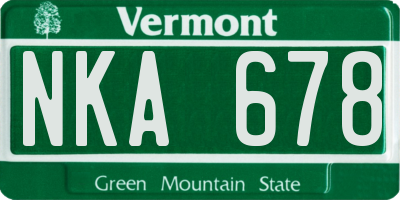 VT license plate NKA678
