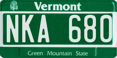 VT license plate NKA680