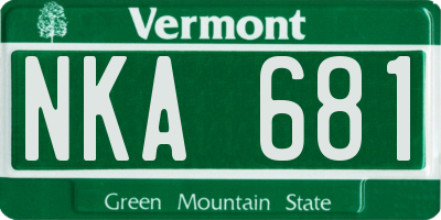 VT license plate NKA681