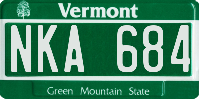 VT license plate NKA684