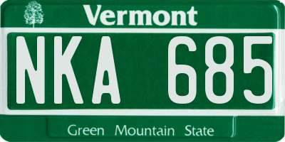 VT license plate NKA685